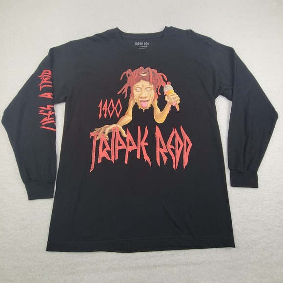 Trippie Redd Shirt Mens Large Black Life's A Trip 1400 Rap‎ Hip Hop Long Sleeve - Picture 1 of 8